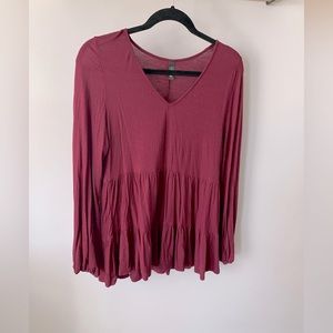 Burgundy long sleeve top